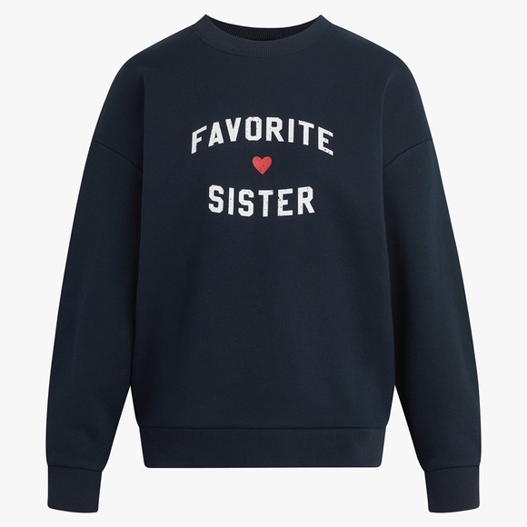 Favorite Daughter Sister Navy Blue Heart Crew Neck Pullover Sweatshirt Extra XL - Picture 11 of 15